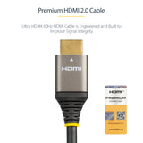 StarTech.com 10ft (3m) Premium Certified HDMI 2.0 Cable - High Speed Ultra HD 4K 60Hz HDMI Cable with Ethernet - HDR10, ARC - UHD HDMI Video Cord - For UHD Monitors, TVs, Displays - M/M