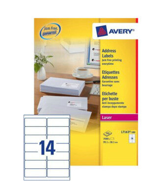 Avery L7163-500 addressing label Self-adhesive label White