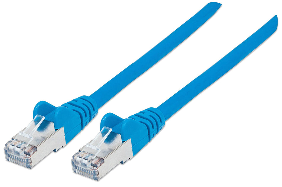 Intellinet Network Patch Cable, Cat6A, 0.5m, Blue, Copper, S/FTP, LSOH / LSZH, PVC, RJ45, Gold Plated Contacts, Snagless, Booted, Lifetime Warranty