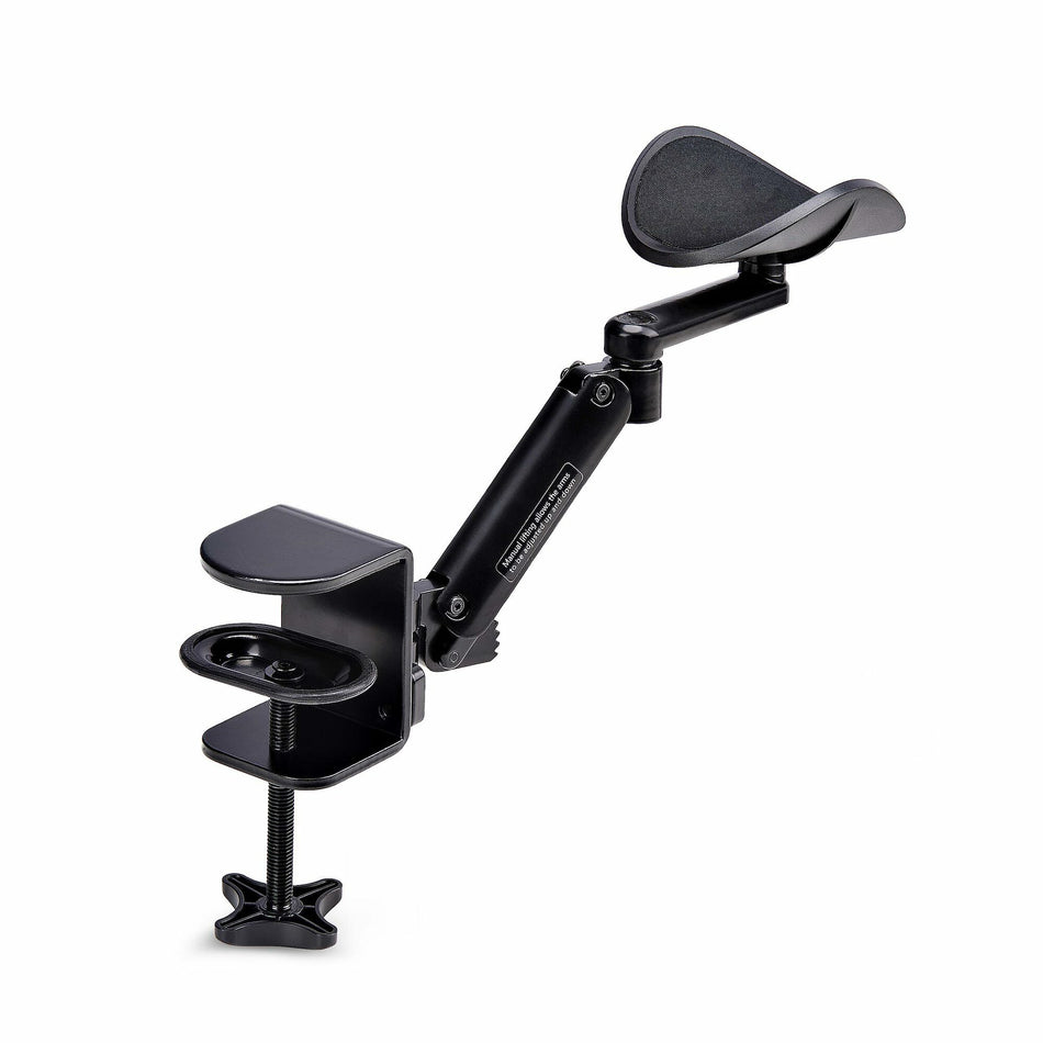 StarTech.com Adjustable Arm Rest for Office Desk, Ergonomic Arm/Elbow Support, 360-Degree Rotation, Clamp-On/No Drill Installation, Black