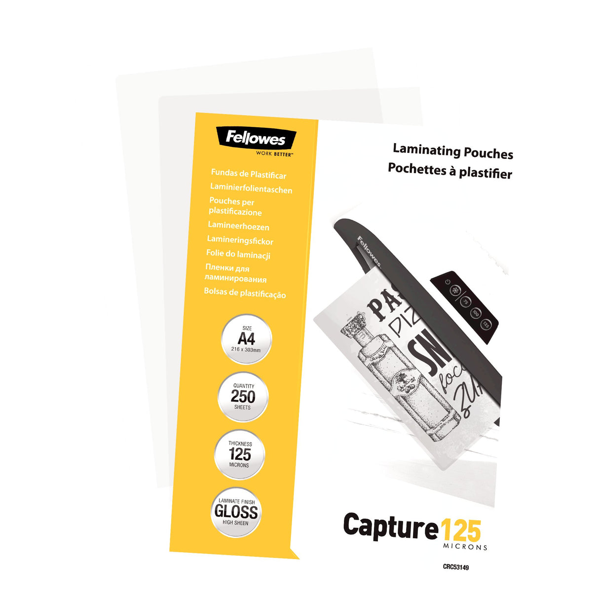 Fellowes A4 Glossy 125 Micron Laminating Pouch Value Pack