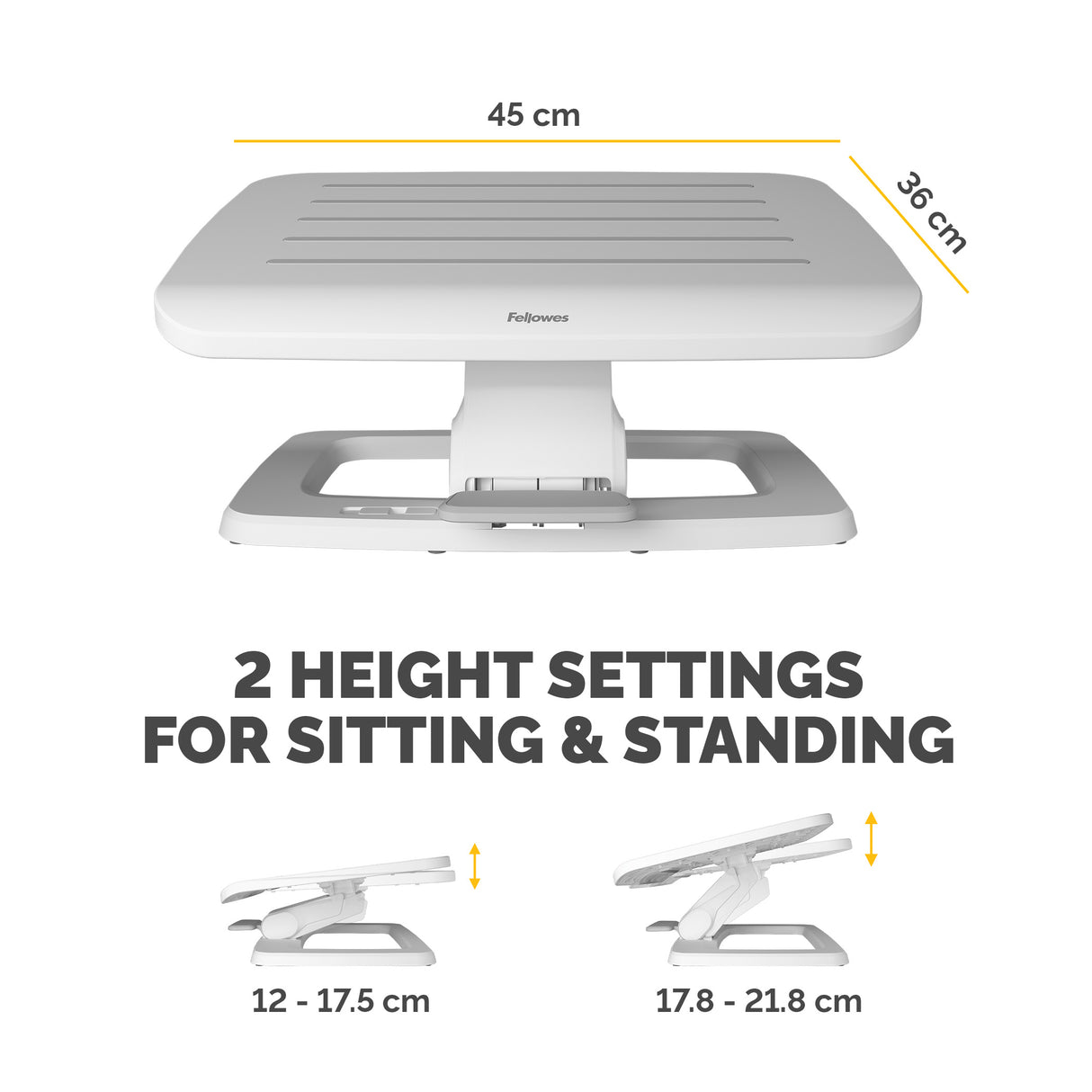 Fellowes Foot Rest Under Desk - Hana LT Foot Support Ergonomic Foot Rest - Foot Rest Stool for Office & Home Use - White