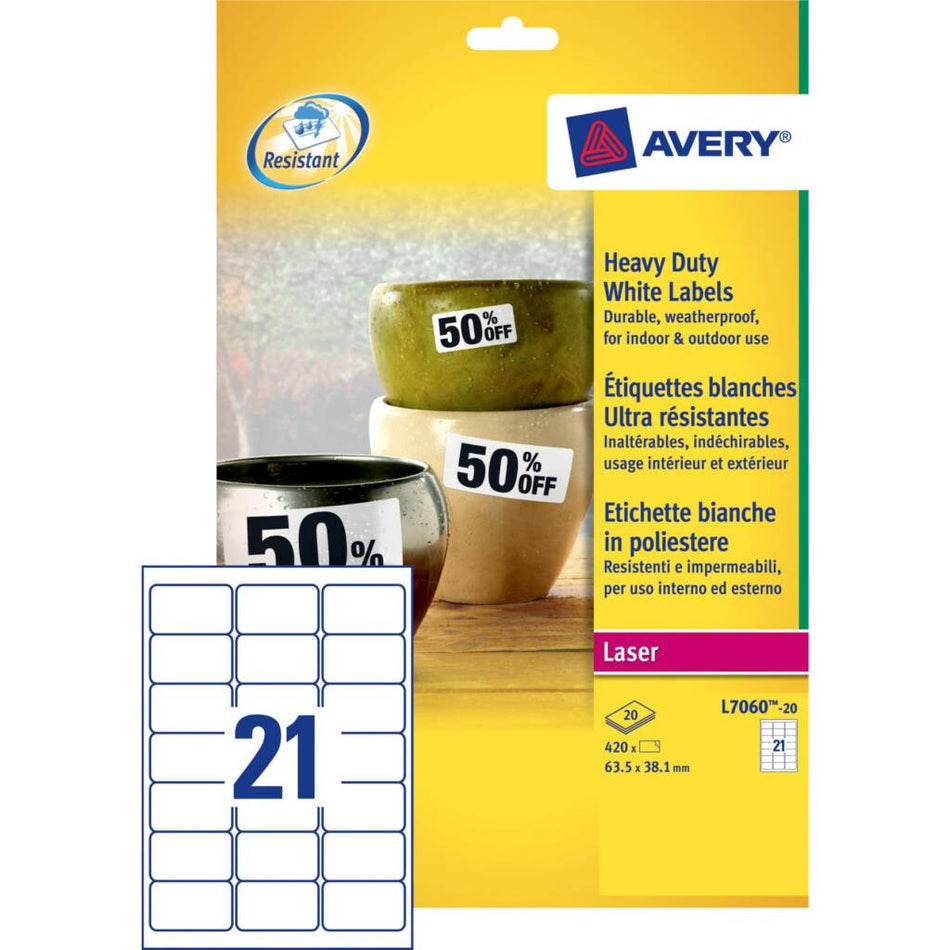 Avery White Heavy Duty Laser Labels