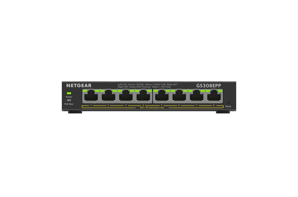 NETGEAR GS308EPP Managed L2/L3 Gigabit Ethernet (10/100/1000) Power over Ethernet (PoE) Black