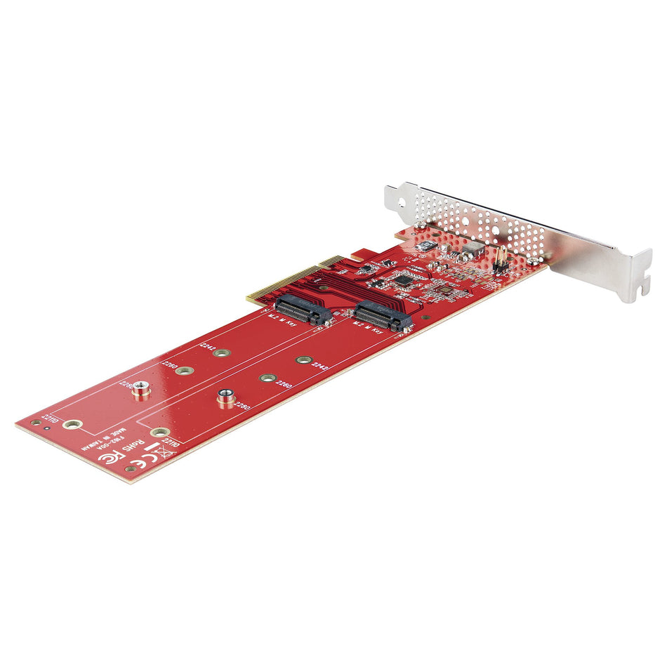 StarTech.com Dual M.2 PCIe SSD Adapter Card, PCIe x8 / x16 to Dual NVMe or AHCI M.2 SSDs, PCI Express 4.0, 7.8GBps/Drive, Bifurcation Required - Windows/Linux Compatible