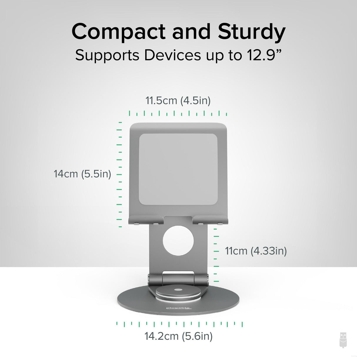 Plugable Technologies PLUGABLE UNIVERSAL TABLET STAND, 360° ROTATING BASE