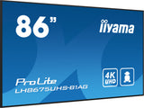 iiyama LH8675UHS-B1AG Signage Display Digital signage flat panel 2.17 m (85.6") LCD Wi-Fi 500 cd/m² 4K Ultra HD Black Built-in processor Android 11 24/7