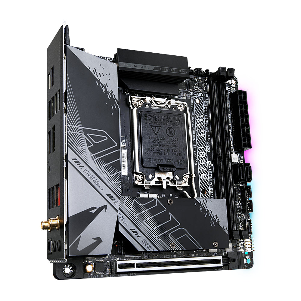 GIGABYTE B760I AORUS PRO Motherboard - Supports Intel Core 14th Gen CPUs, 8+1+1 Phases Digital VRM, up to 8000MHz DDR5 (OC), 2xPCIe 4.0 M.2, Wi-Fi 6E, 2.5GbE LAN, USB 3.2 Gen 2