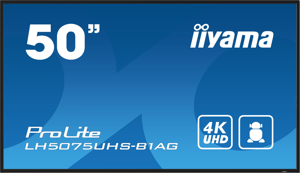 iiyama LH5075UHS-B1AG Signage Display Digital signage flat panel 125.7 cm (49.5") LCD Wi-Fi 500 cd/m² 4K Ultra HD Black Built-in processor Android 11 24/7