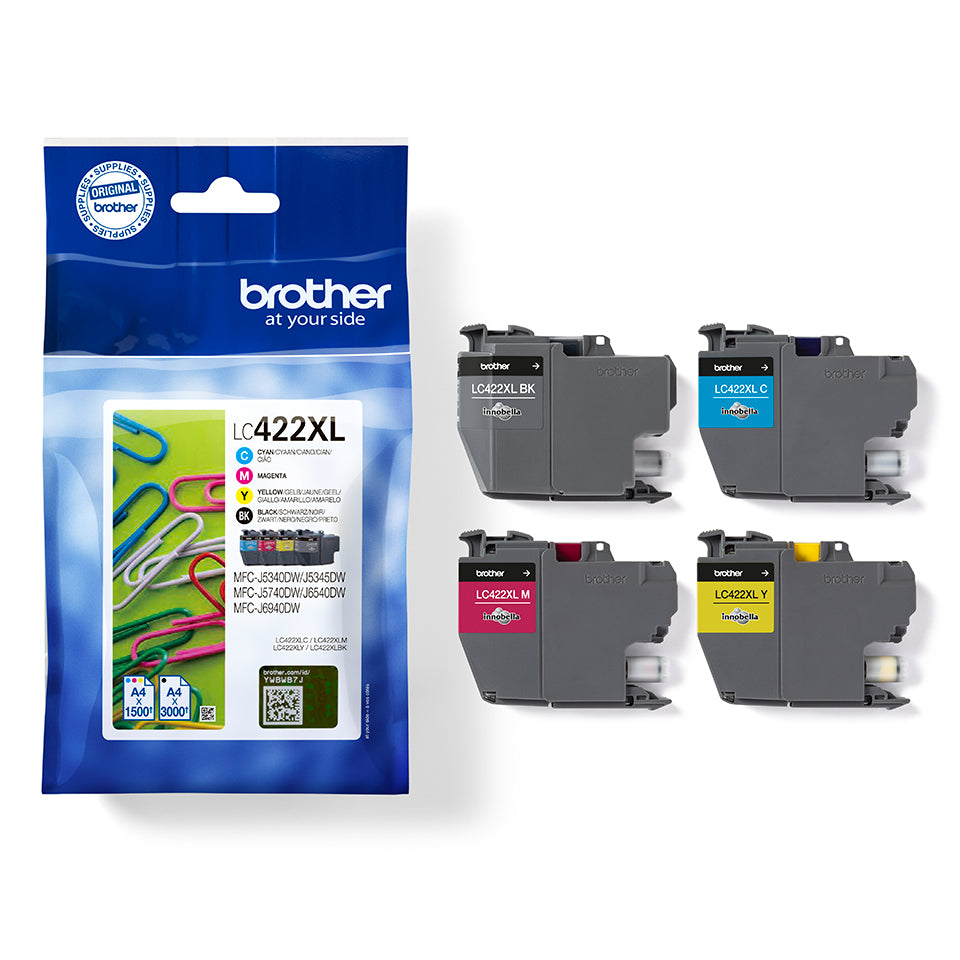 Brother LC-422XLVAL Ink cartridge multi pack high-capacity Bk,C,M,Y 3000pg + 3x1500pg Pack=4 for Brother MFC-J 5340