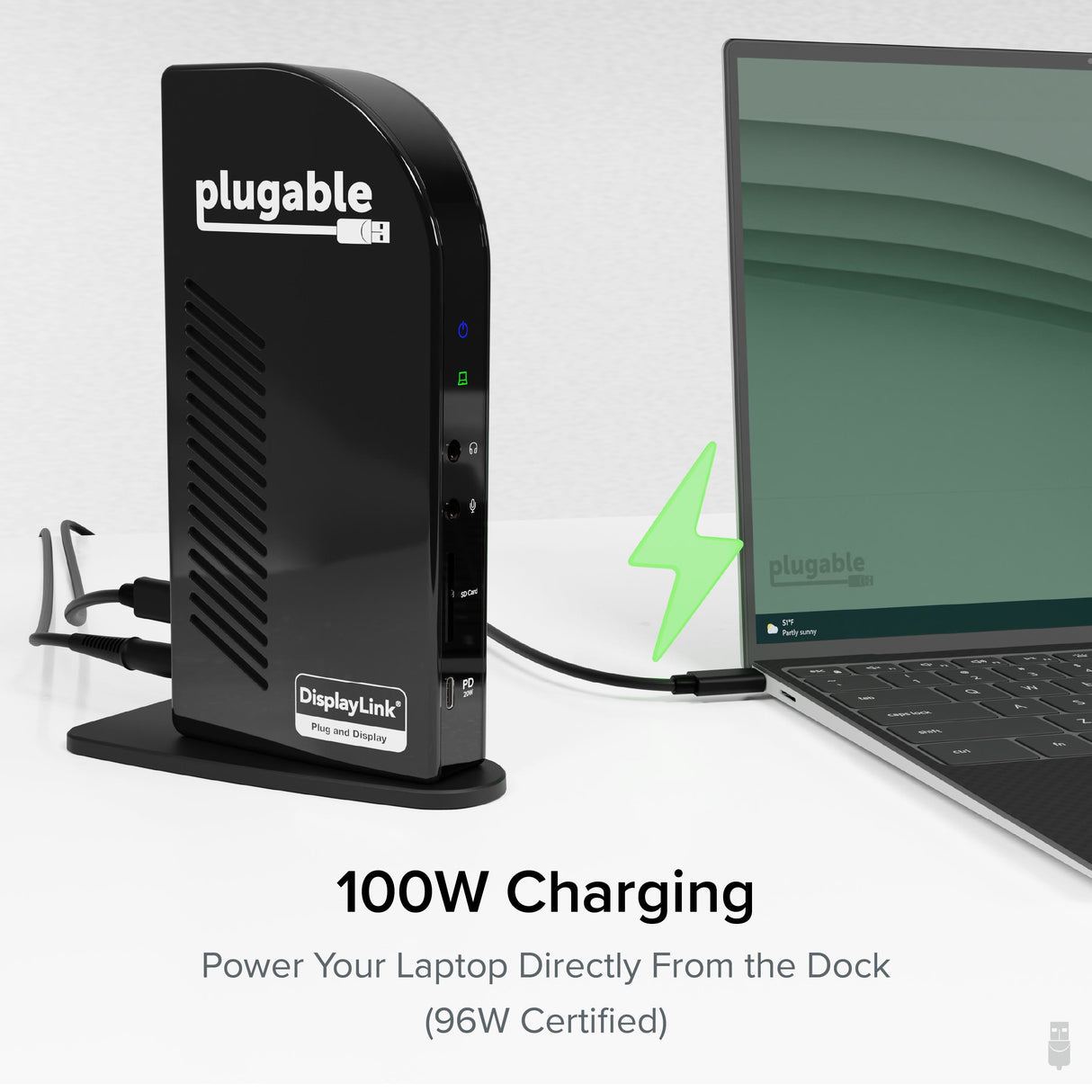 Plugable Technologies 14-in-1 USB C Docking Station with 4x HDMI, Quad Dock with 100W Charging, 4x HDMI Displays, Compatible with Windows, Thunderbolt, USB-C (4x USB, 1x USB-C, Ethernet, SD Card, Audio)