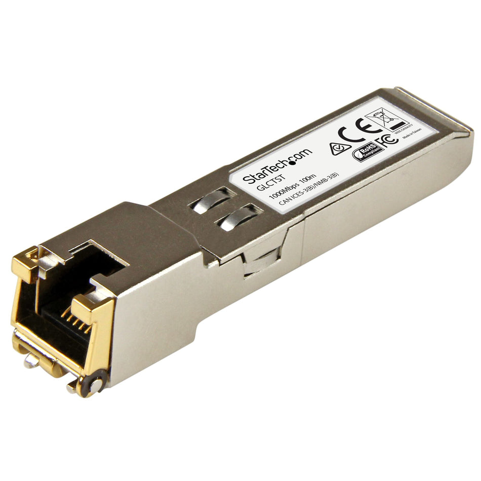 StarTech.com Cisco GLC-T Compatible SFP Transceiver Module - 1000BASE-T~Cisco GLC-T Compatible SFP Module - 1000BASE-T - SFP to RJ45 Cat6/Cat5e - 1GE Gigabit Ethernet SFP - RJ-45 100m - Cisco Firepower, ASR920, IE2000