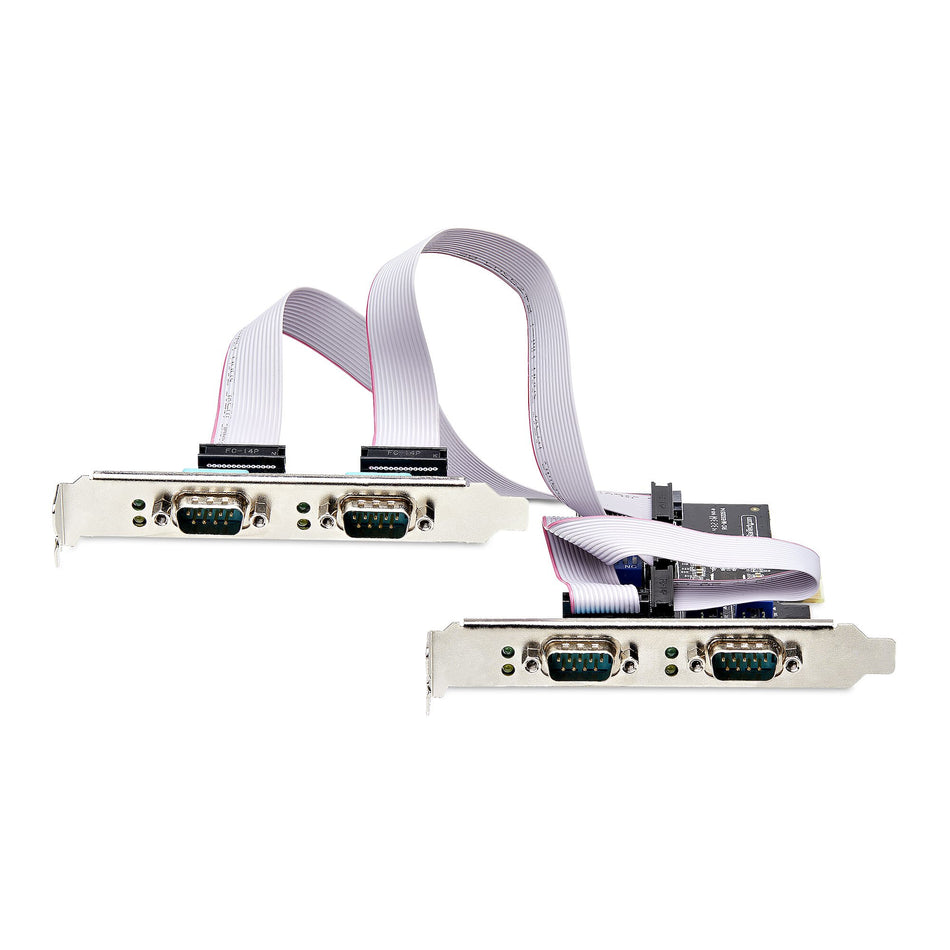 StarTech.com 4-Port Serial PCIe Card, Quad-Port PCI Express to RS232/RS422/RS485 (DB9) Serial Card, Low-Profile Bracket Incl., 16C1050 UART, Windows/Linux, TAA Compliant - Level-4 ESD Protection