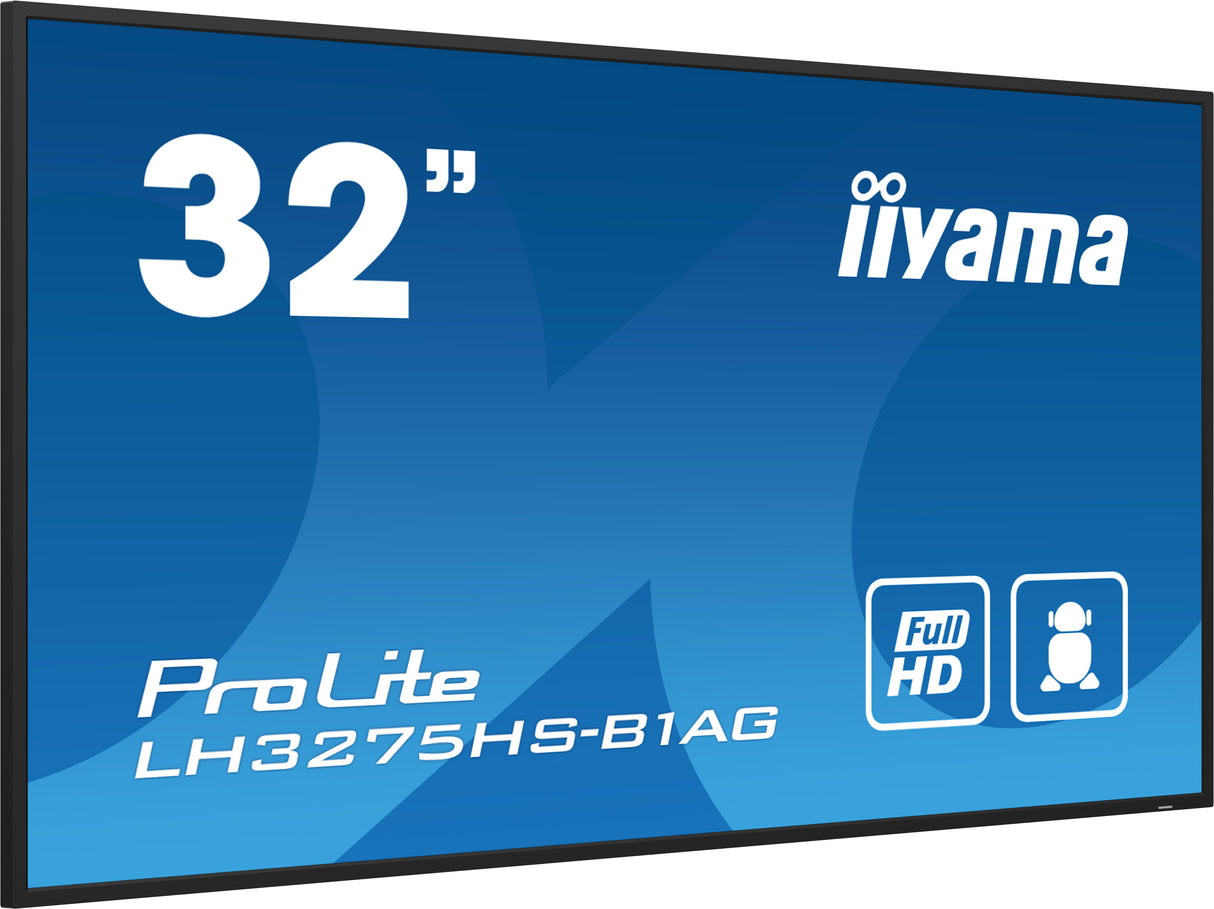 iiyama LH3275HS-B1AG Signage Display Digital signage flat panel 81.3 cm (32") LCD Wi-Fi 500 cd/m² Full HD Black Built-in processor Android 11 24/7